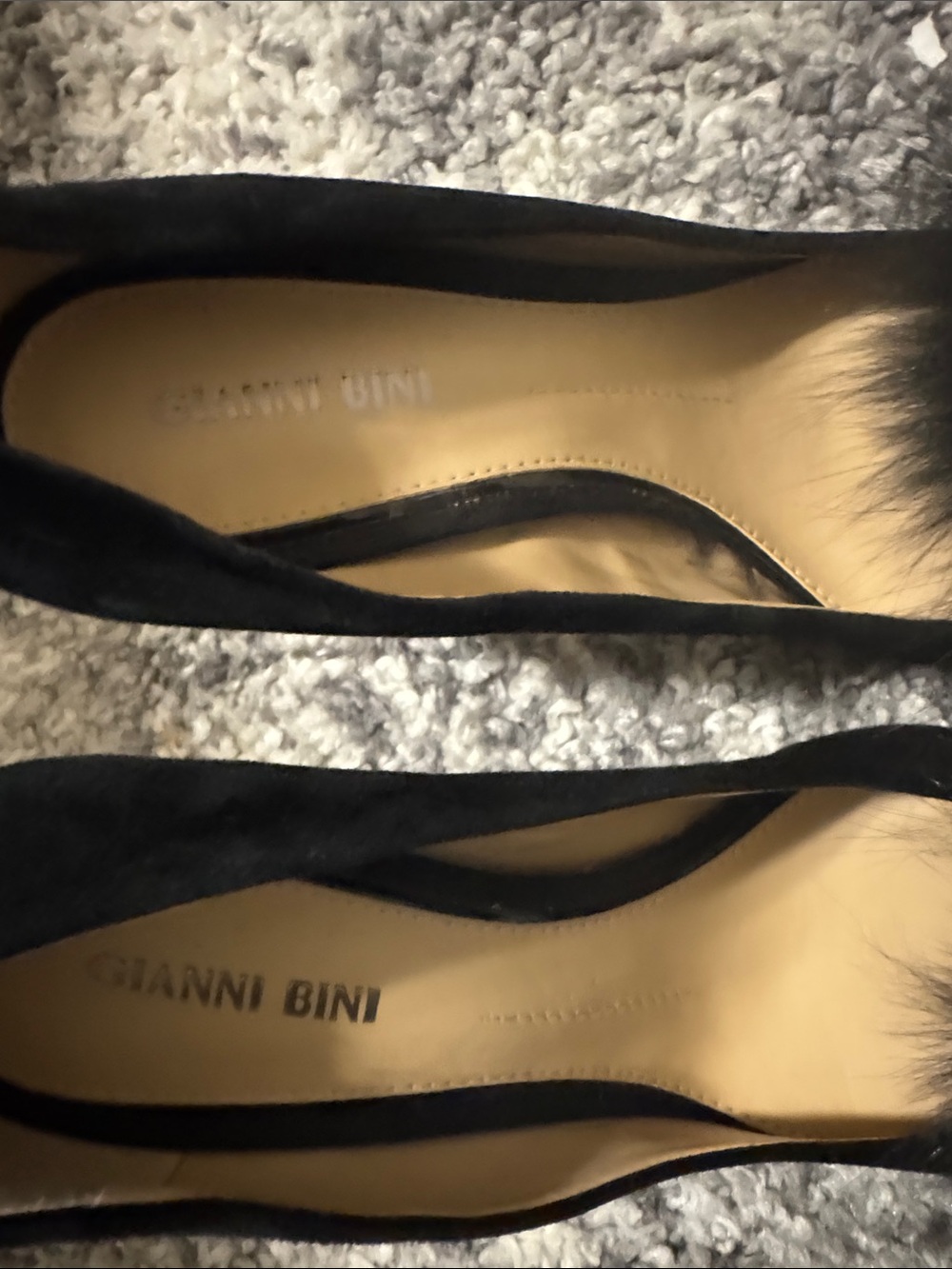 Gianni Bini Black Suede Pointed-Toe Pumps with Pom-Pom Detail - Picture 4 of 6